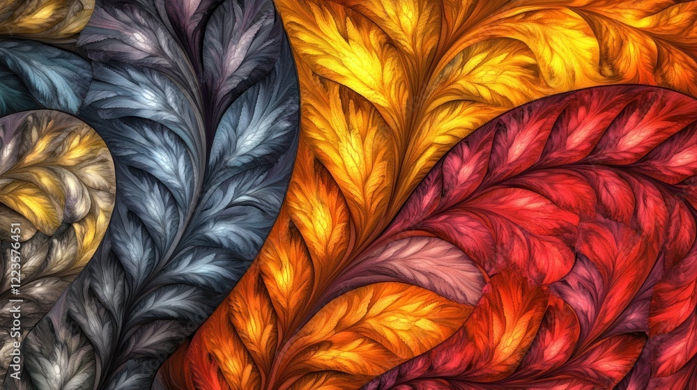Poster abstract colorful swirling leaf pattern design