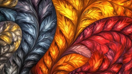 Abstract Colorful Swirling Leaf Pattern Design