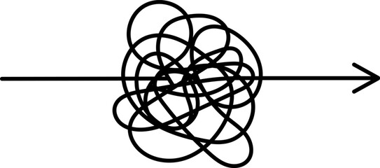 Naklejka premium Scribble arrow icon in linear style.