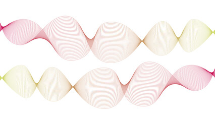 Vector curvy abstract line art wavy flowing dynamic yellow red orange white background in concept music or sound, wave, wind, information flow	