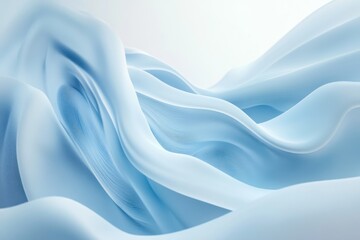 Fototapeta premium Flowing light blue fabric, studio backdrop, soft waves, elegant texture, website design