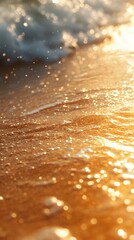 A background of soft ripples in golden sand on a beach.