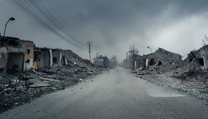 지진으로 인해 도로가 갈라지고 건물들이 무너져 내리는 장면,