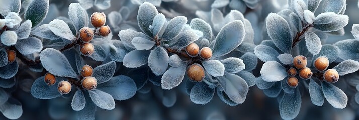 A background of soft snow covering evergreen branches in winter.