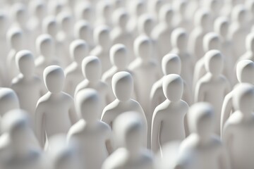 Obraz premium A seamless crowd of white figurines representing unity, diversity, and social dynamics in a contemporary digital environment. 