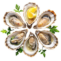 Fresh Oysters Lemon Garnish Seafood Delicacy Gourmet Food Photo Meal Fine Ocean 