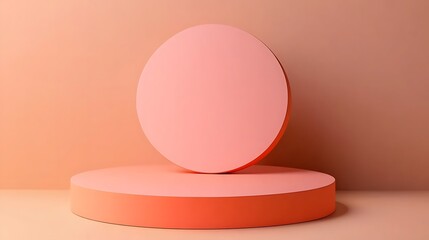 Abstract coral pink cylindrical display platform