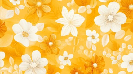 Obraz premium Stunning Floral Pattern in Vibrant Yellow and White