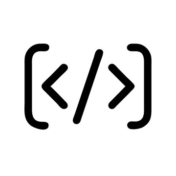 A black silhouette icon of angled brackets with a forward slash in between. Use for programming blogs, web development websites, and coding tutorials.