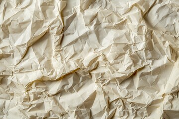 Obraz premium Bird s eye view of wrinkled parchment paper textured backdrop compressed for baking