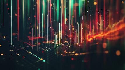 Abstract black background with Colorful charts and graphs with statistics to innovative analyze business potential and forecast future development of companies growth.