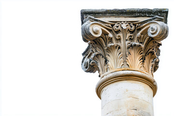 Naklejka premium Capitale antique column isolated on white background