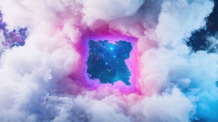 Cosmic nebula within cloudscape, vibrant colors, dreamy background, ideal for fantasy art