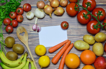 Zenith view. Background with healthy food, variety of vegetables.