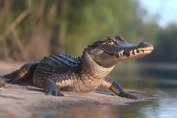 Obraz premium Alligator Relaxing by the River