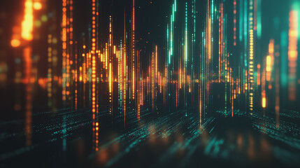 Abstract black background with Colorful charts and graphs with statistics to innovative analyze business potential and forecast future development of companies growth.