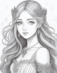 Fototapeta premium Ausmalbild Prinzessin
