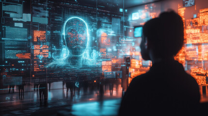 Fototapeta premium Futuristic AI Interface in a Digital World