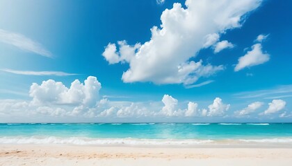 Obraz premium Serene Beach Landscape with Clear Blue Sky and Gentle Waves