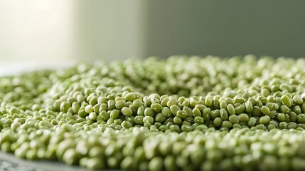 Sustainable Mung Bean Sprouts Forming Circular Podium in Neutral Tones for Eco-Friendly Products