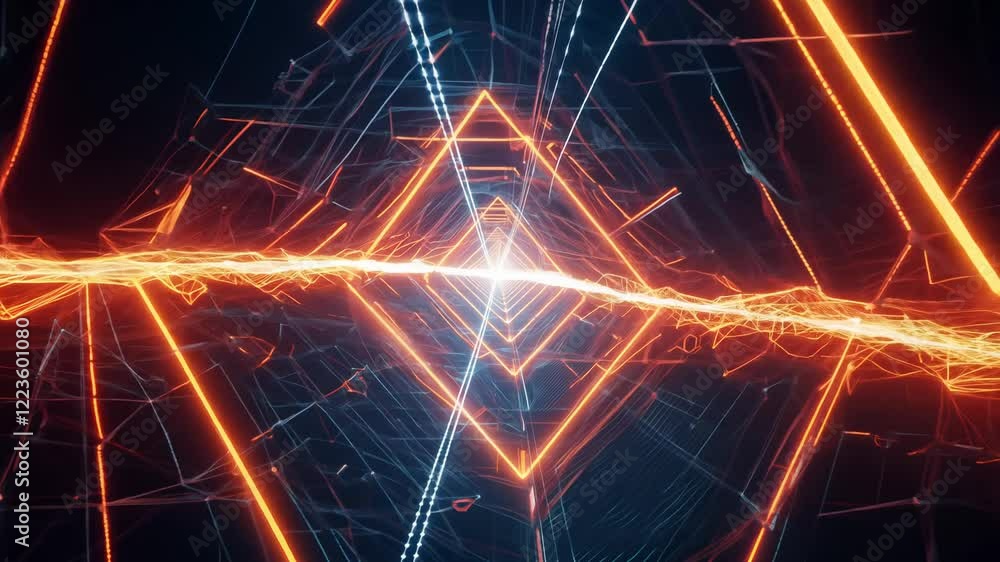 Poster tracking video, dynamic backlighting, establishing scene, a network of interconnected nodes pulsing 