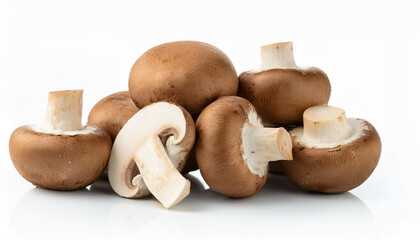 Pile of fresh brown champignons. Organic and delicious food. Natural product. Tasty mushroom