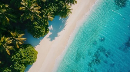 Serene tropical beach with palm trees and clear water