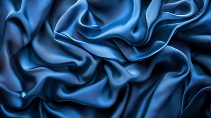 Obraz premium Draped Blue Silk Fabric Showing Texture and Waves