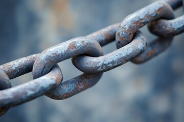 Fototapeta premium Rusty metal chain highlighting weathered texture and strength