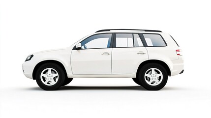 Fototapeta premium White SUV Car in Profile View with Clean and Simple Background