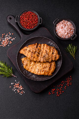 Delicious fresh grilled chicken fillet with spices and herbs