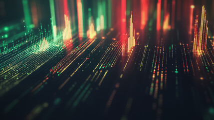 Abstract black background with Colorful charts and graphs with statistics to innovative analyze business potential and forecast future development of companies growth.