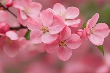 Close-up of pink cherry blossoms against a blurred background