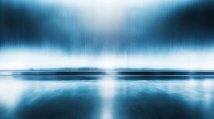 Abstract Blue Metallic Background With Reflective Floor