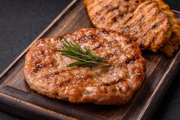 Delicious fresh grilled turkey fillet with spices and herbs