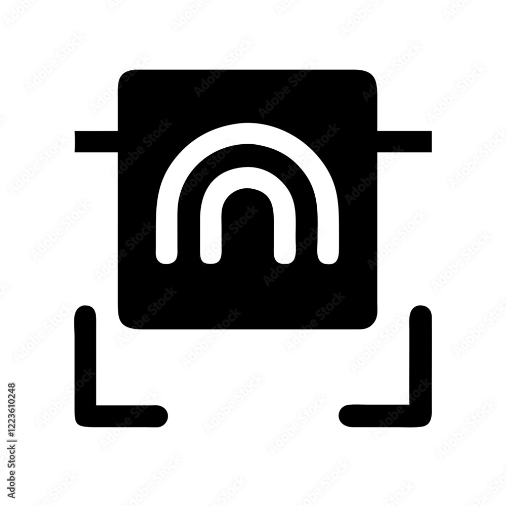 Poster a fingerprint icon enclosed in a scan frame symbolizing biometrics, identity verification, and secur