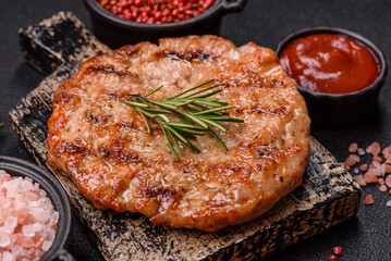 Delicious fresh grilled turkey fillet with spices and herbs