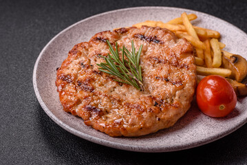 Delicious fresh grilled turkey fillet with spices and herbs