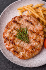 Delicious fresh grilled turkey fillet with spices and herbs