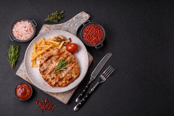 Delicious fresh grilled turkey fillet with spices and herbs