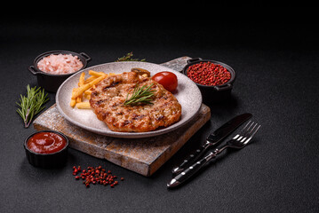 Delicious fresh grilled turkey fillet with spices and herbs