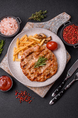 Delicious fresh grilled turkey fillet with spices and herbs