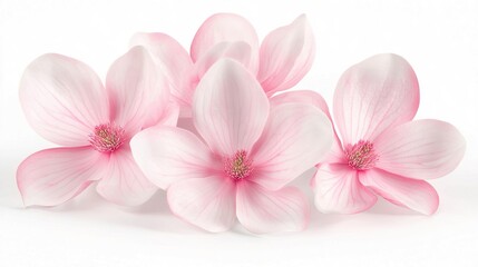 Obraz premium Delicate Pink Magnolia Blossoms on White Background for Spring Decor