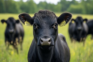 Close-up of a cow in a green field