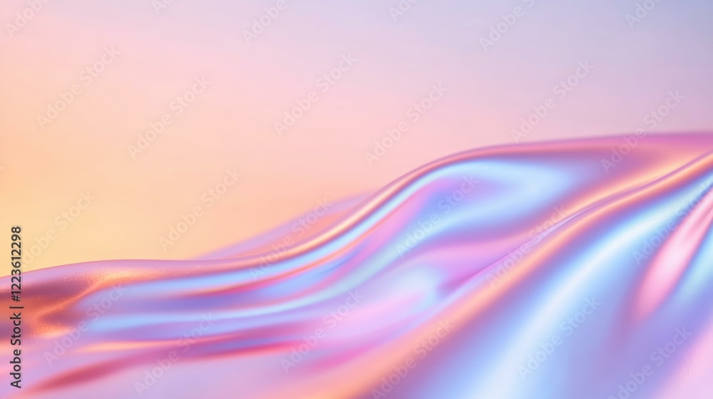 Canvas Prints pastel gradient waves: smooth iridescent silk texture in soft light