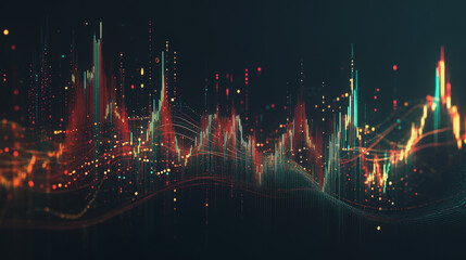 Abstract black background with Colorful charts and graphs with statistics to innovative analyze business potential and forecast future development of companies growth.