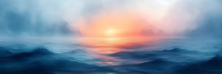 Obraz premium A blurred horizon design with muted lavender blending into soft sky blue.