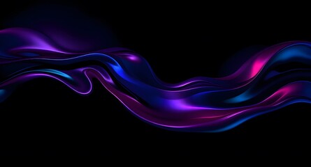 Naklejka premium Abstract dark background of multi-colored waves on a black background