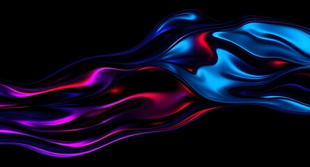 Abstract dark background of multi-colored waves on a black background