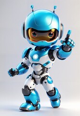 Adorable 3D robot, android Superhero in Action Pose - Ultra Detailed Render